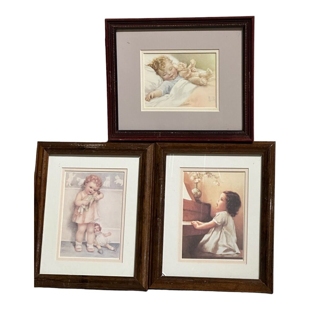 3 Bessie Pease Gutmann Antique Framed Print Love Is Blind Sweet Dreams